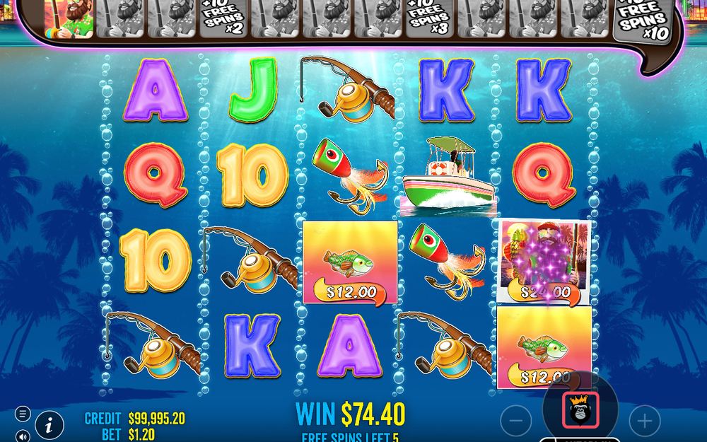 Deuxième écran de free spins, gains MONEY en cours